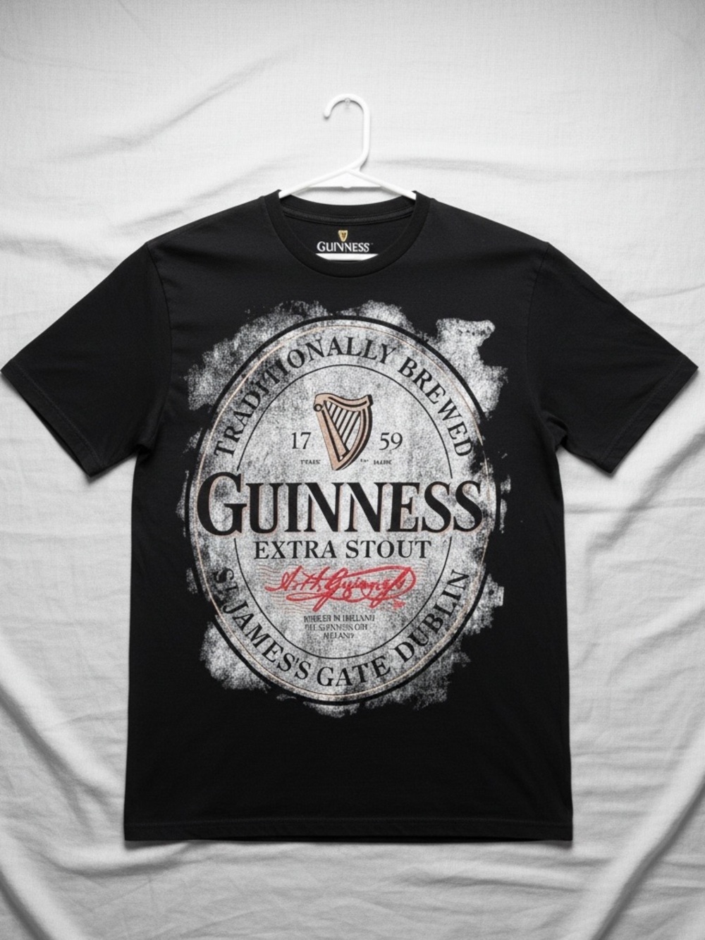 Guinness Extra Stout Label Graphic T-Shirt Black Men’s Large